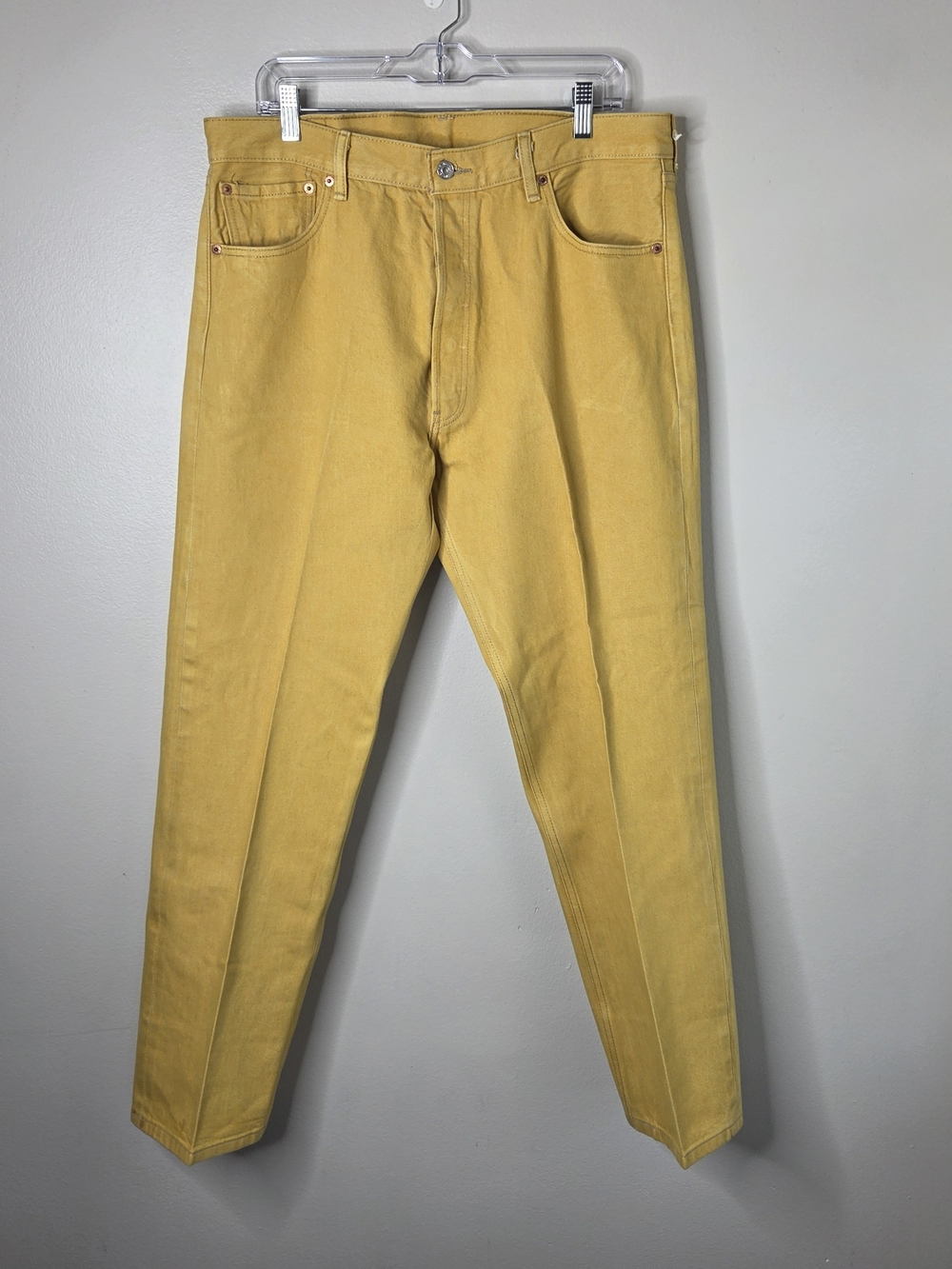Levi's 501 Yellow Button-Fly Tapered Hem Jeans